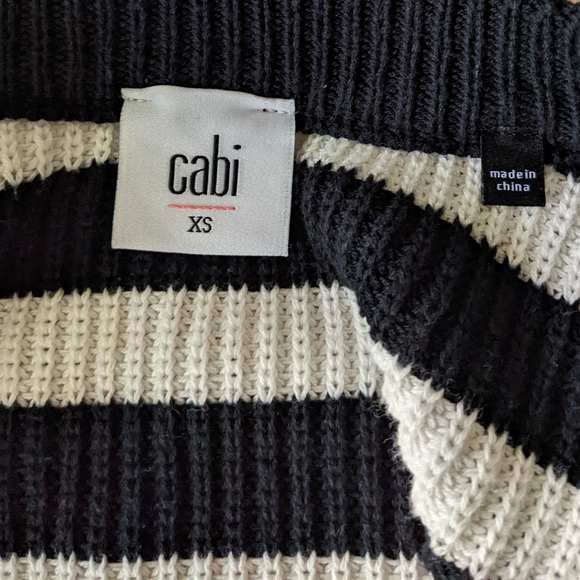 CAbi #5289 Black/White Striped The Whistle Cardigan Sweater Women's XS Oversize - Picture 6 of 10